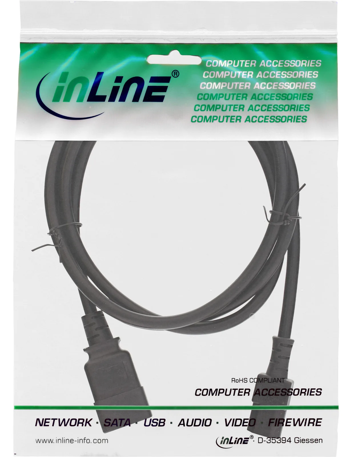 InLine Netz Adapterkabel - IEC 60320 C20 auf C13 - max.10A - 2m, Ansicht 3