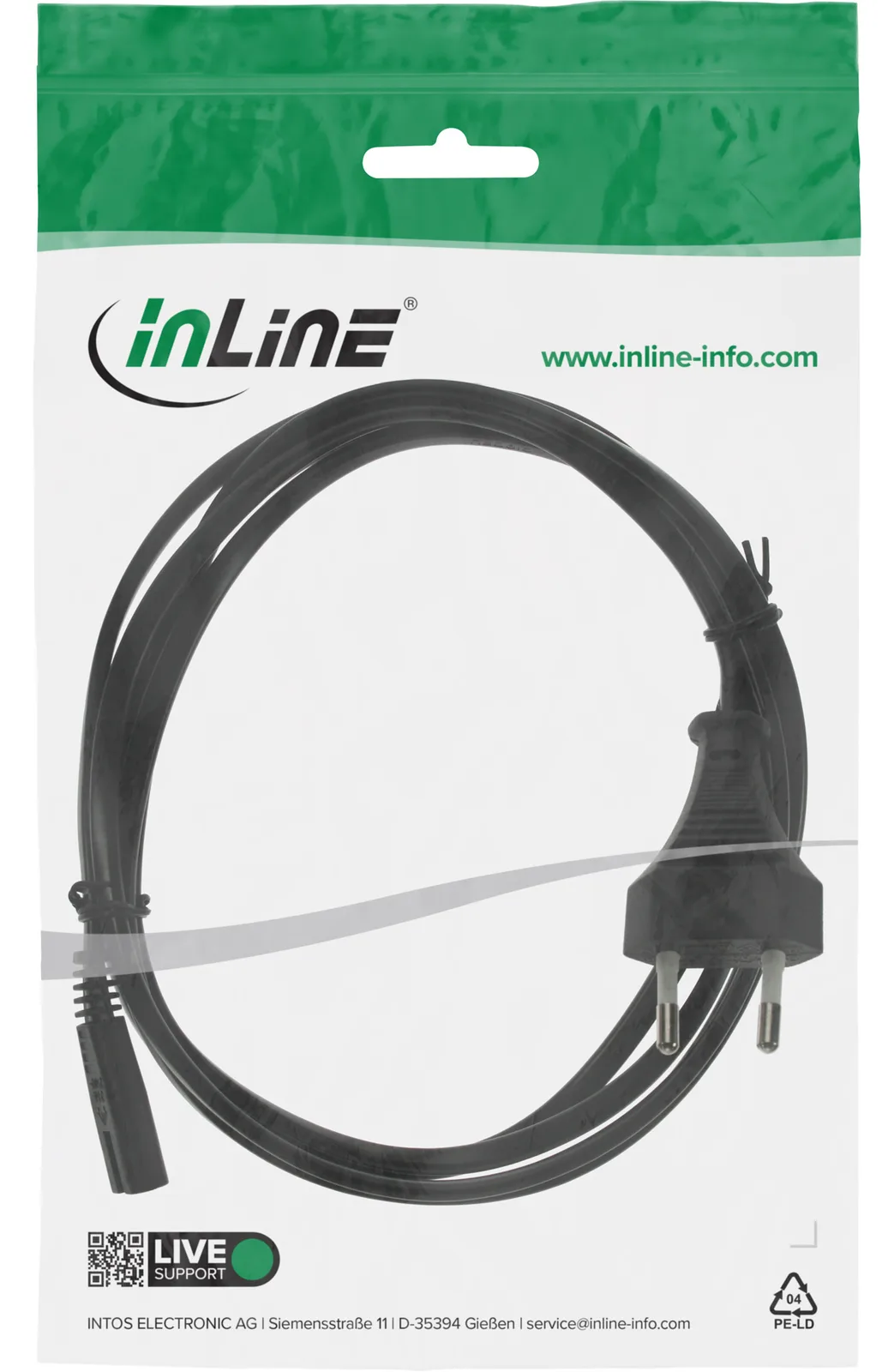 InLine Netzkabel - Netzstecker auf Euro 8 C7 Stecker - 1,50m, Ansicht 2