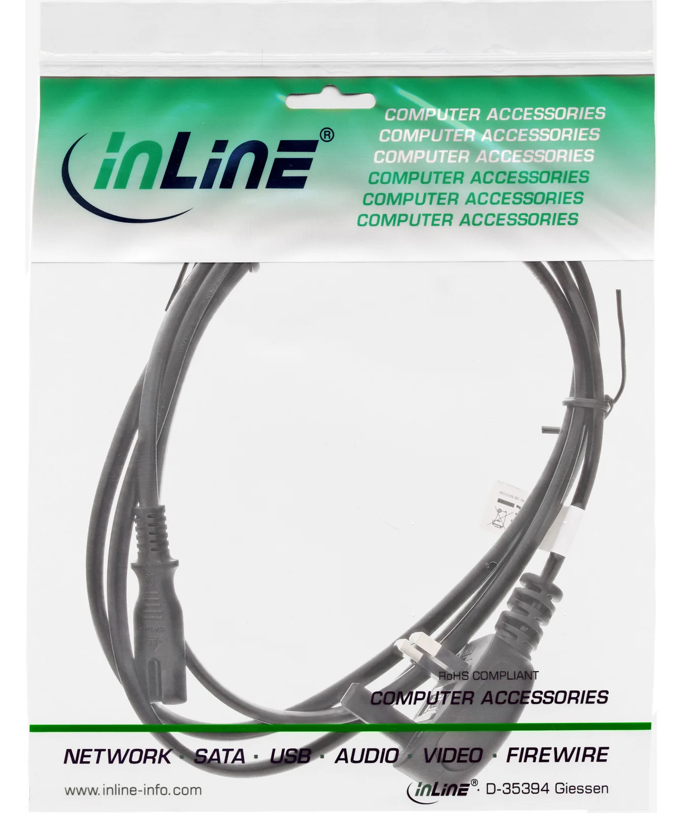 InLine Netzkabel - Netzstecker England auf Euro 8 C7 Stecker - 1,8m, Ansicht 2
