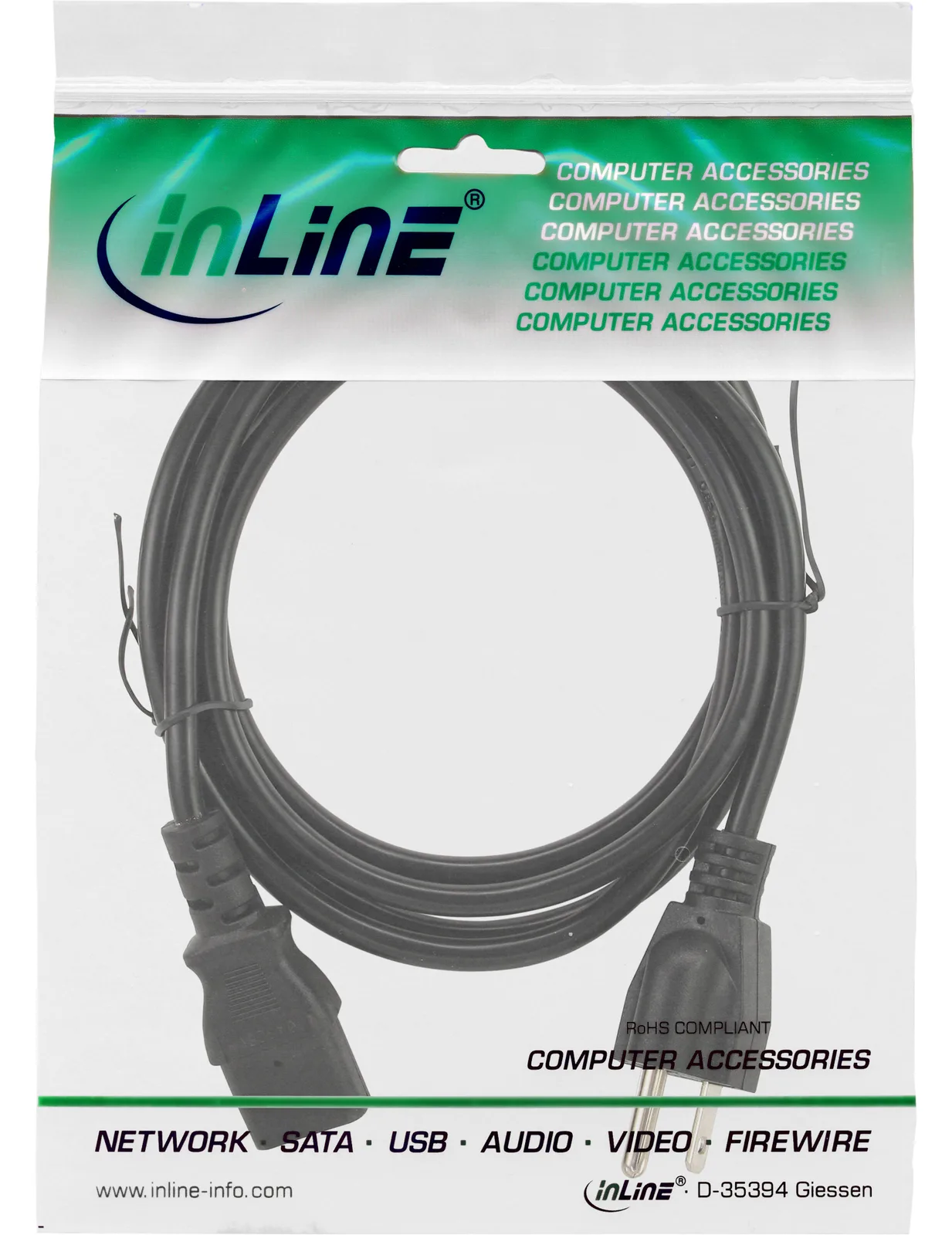 InLine Netzkabel - Netzstecker USA auf Kaltgerätestecker C13 - 1,8m, Ansicht 2