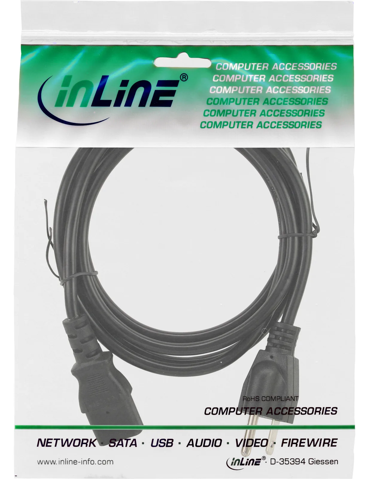 InLine Netzkabel - Netzstecker USA auf Kaltgerätestecker C13 - 1,8m, Ansicht 3