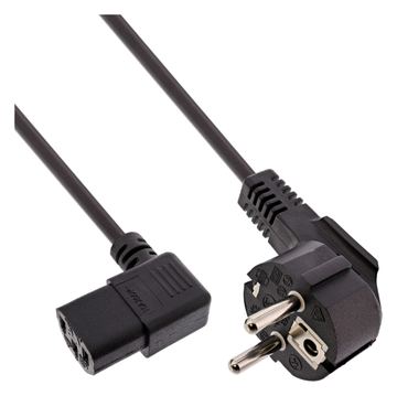 InLine Netzkabel - Schutzk. gew. / Kaltgerätest. C13 links abgew. - schwarz - 0,5m von LumaTech