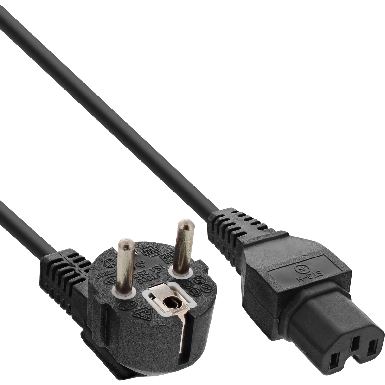 InLine Netzkabel - Schutzkon. gew. auf Warmgerätest. C15 gerade - schwarz - 1,8m, Ansicht 2