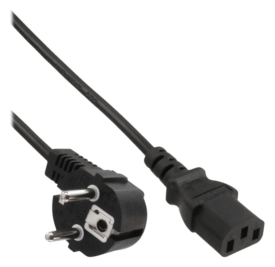 InLine Netzkabel - Schutzkontakt gewinkelt auf Kaltgerätestecker C13 - 0,3m, Ansicht 3