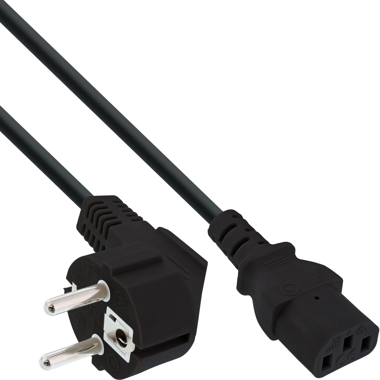 InLine Netzkabel - Schutzkontakt gewinkelt auf Kaltgerätestecker C13 - 1,0m, Ansicht 3