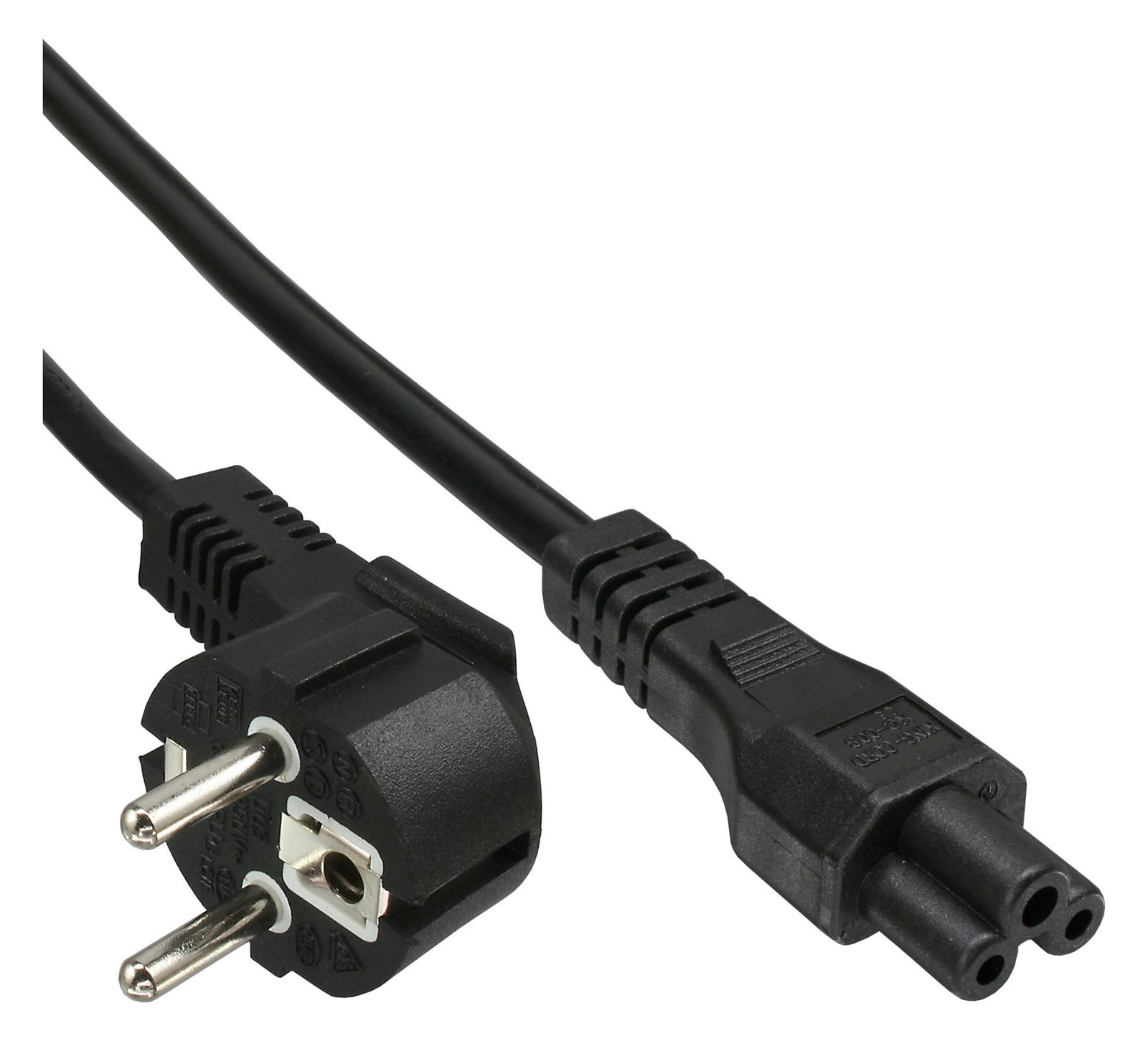 InLine Netzkabel für Noteb. - Schutzkontaktst. gew. auf 3pol Kuppl. - schwarz - 2m