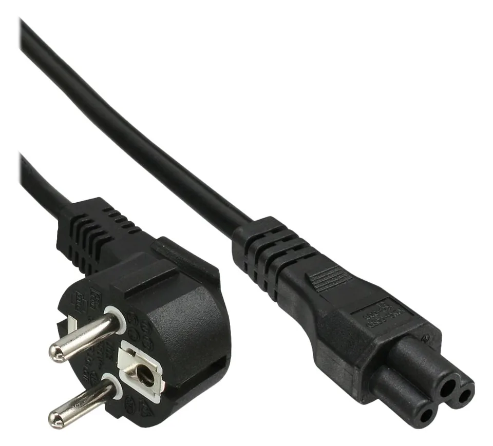 InLine Netzkabel für Noteb. - Schutzkontaktst. gew. auf 3pol Kuppl. - schwarz - 2m, Ansicht 4