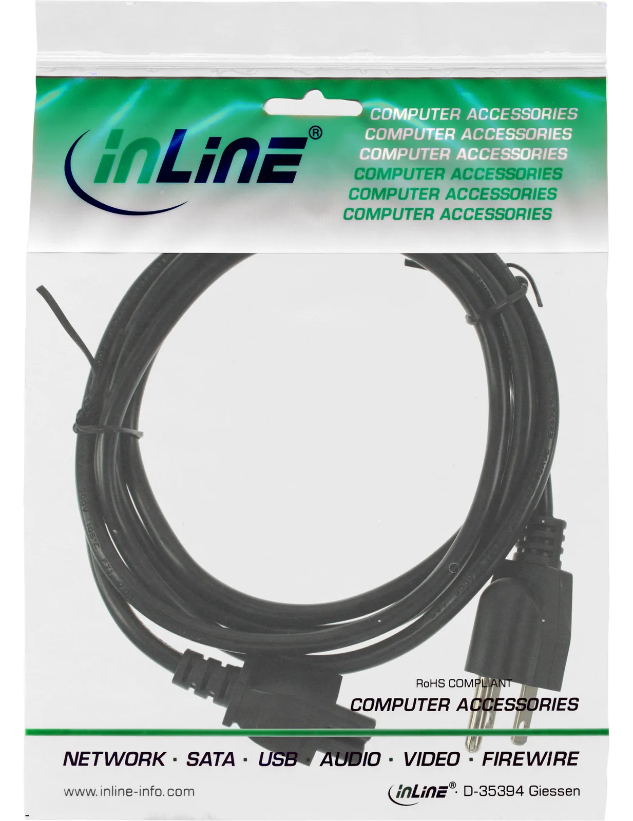 InLine Netzkabel für Notebook - USA/Canada - 3pol Kupplung - 2m, Ansicht 3