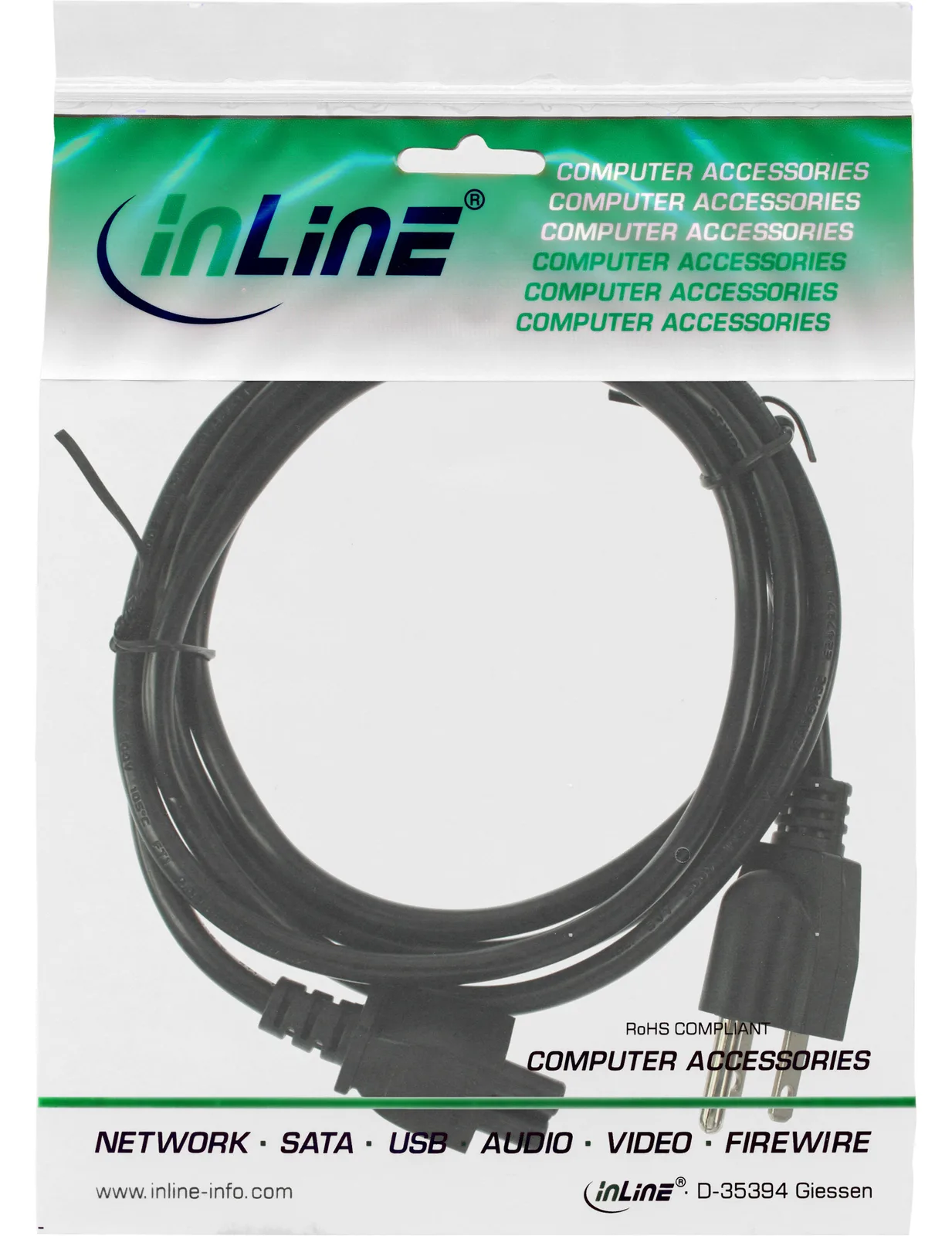 InLine Netzkabel für Notebook - USA/Canada - 3pol Kupplung - 2m, Ansicht 4