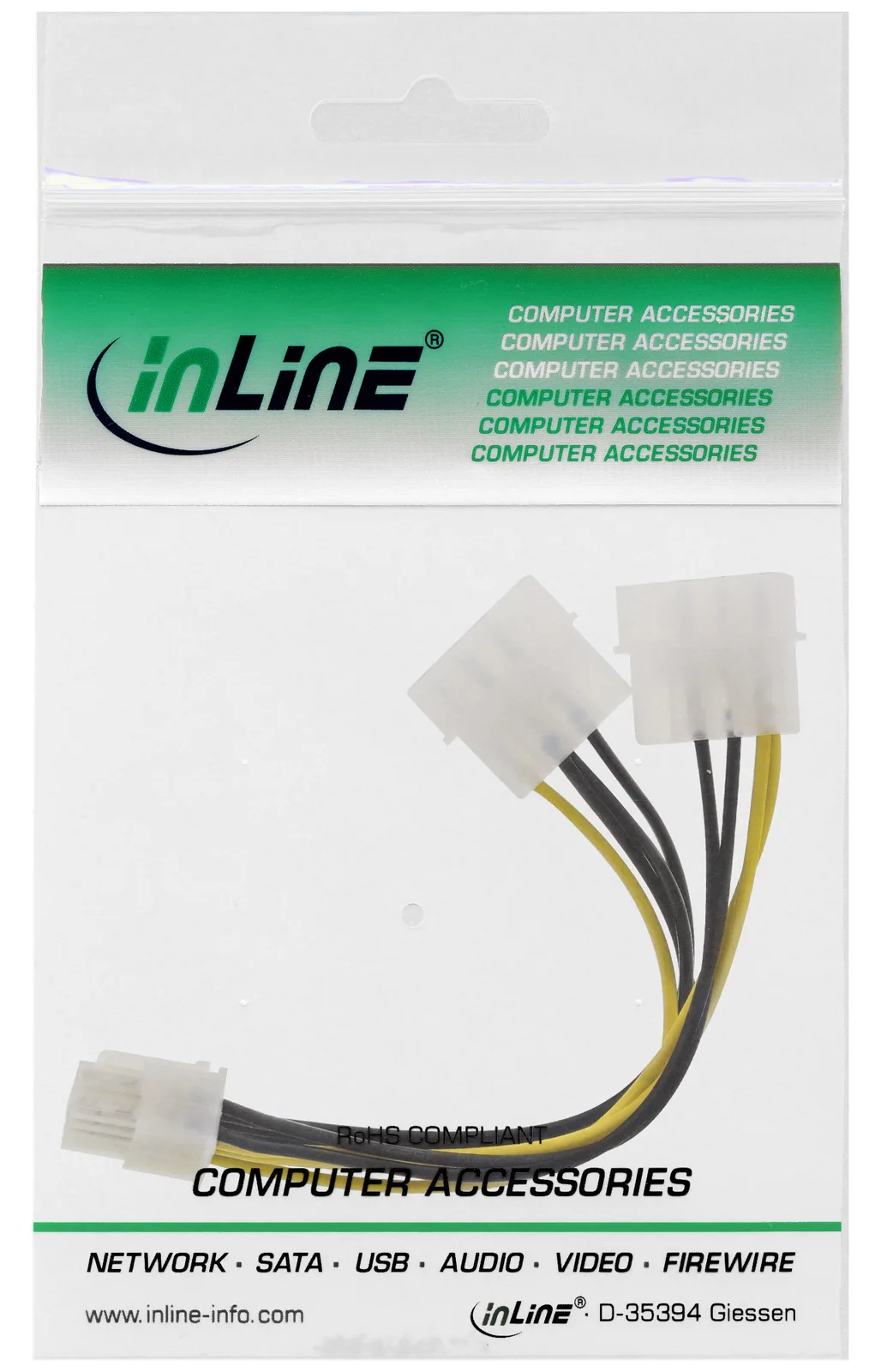 InLine Netzteil - interne Stromversorgung, 4-polig zu 8-poliger PCIe Power, Ansicht 2