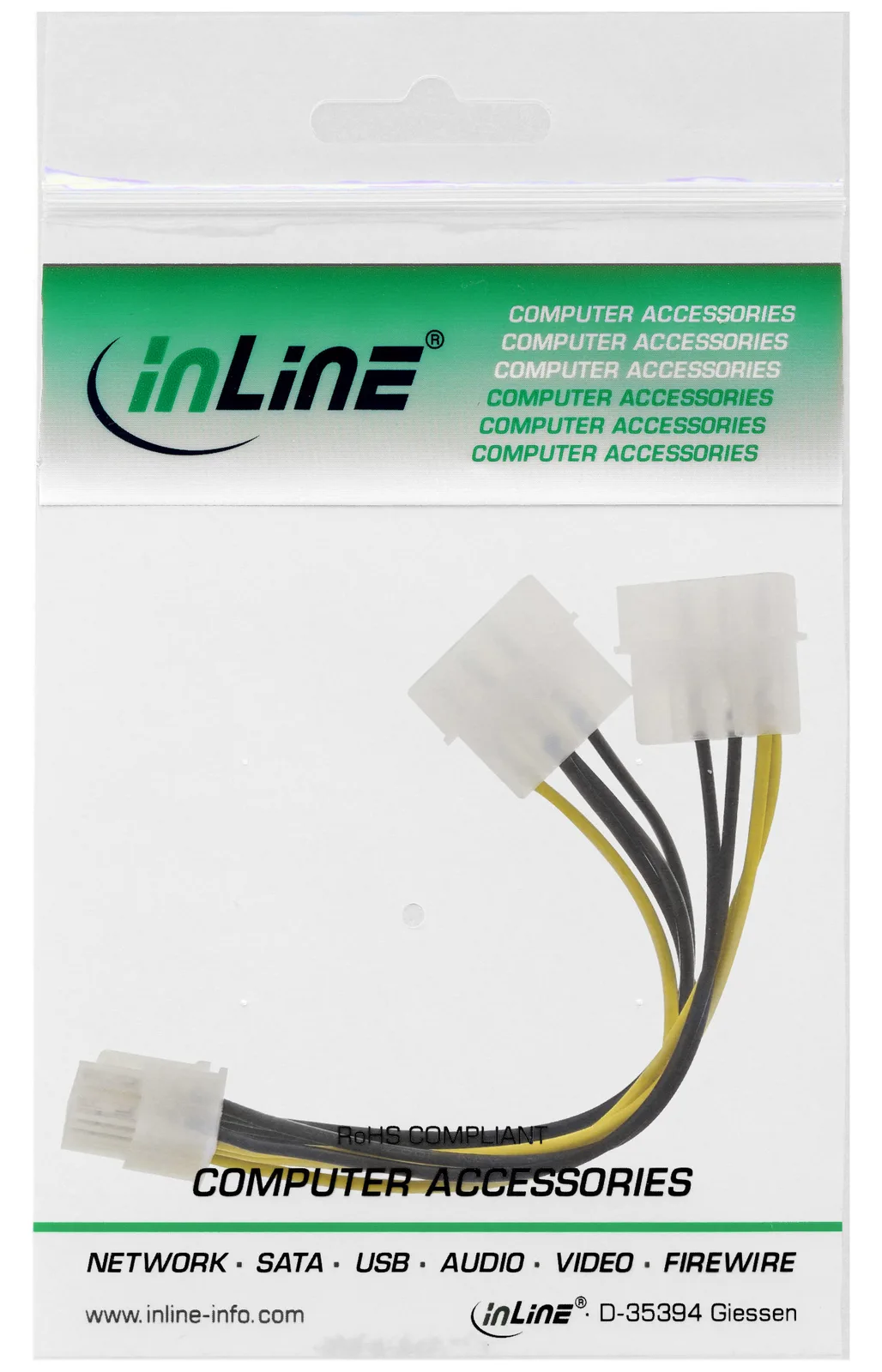 InLine Netzteil - interne Stromversorgung, 4-polig zu 8-poliger PCIe Power, Ansicht 3
