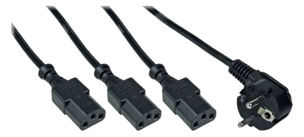 InLine Netz-Y-Kabel - 1x Schutzkontakt ST / 3x Kaltgeräte ST - Ver. 1 (2m+1/2/3m), Ansicht 2
