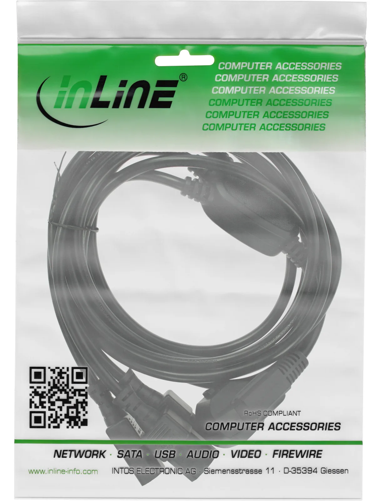 InLine Netz-Y-Kabel - 1x Schutzkontakt ST / 3x Kaltgeräte ST - Ver. 1 (2m+1/2/3m), Ansicht 3