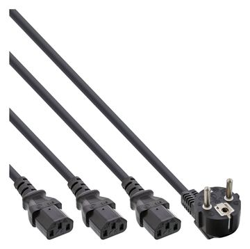InLine Netz-Y-Kabel - 1x Schutzkontaktstecker zu 3x Kaltgerätestecker - 1,8m von LumaTech