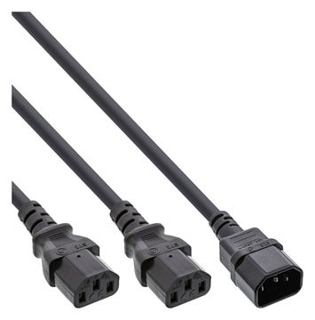 InLine Netz-Y-Kabel - Kaltgeräte - 1x IEC-C14 auf 2x IEC-C13 - 1m von LumaTech