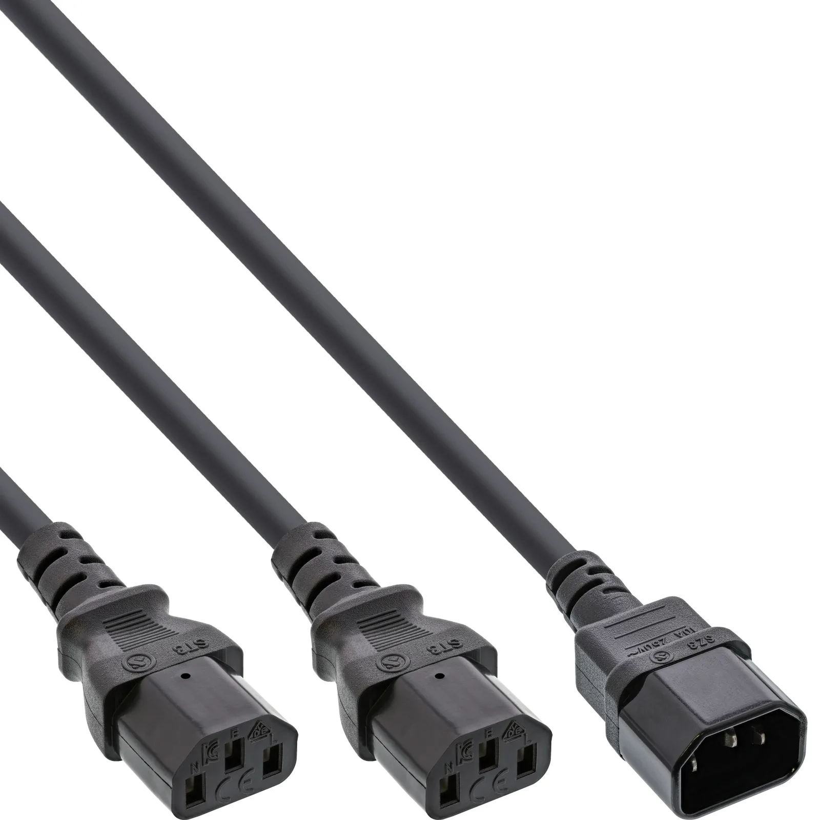 InLine Netz-Y-Kabel - Kaltgeräte - 1x IEC-C14 auf 2x IEC-C13 - 1m, Ansicht 2