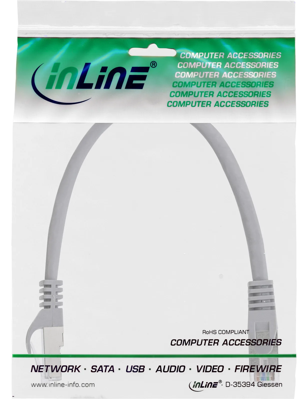 InLine Patchkabel - F/UTP - Cat.5e - grau - 0,3m, Ansicht 4