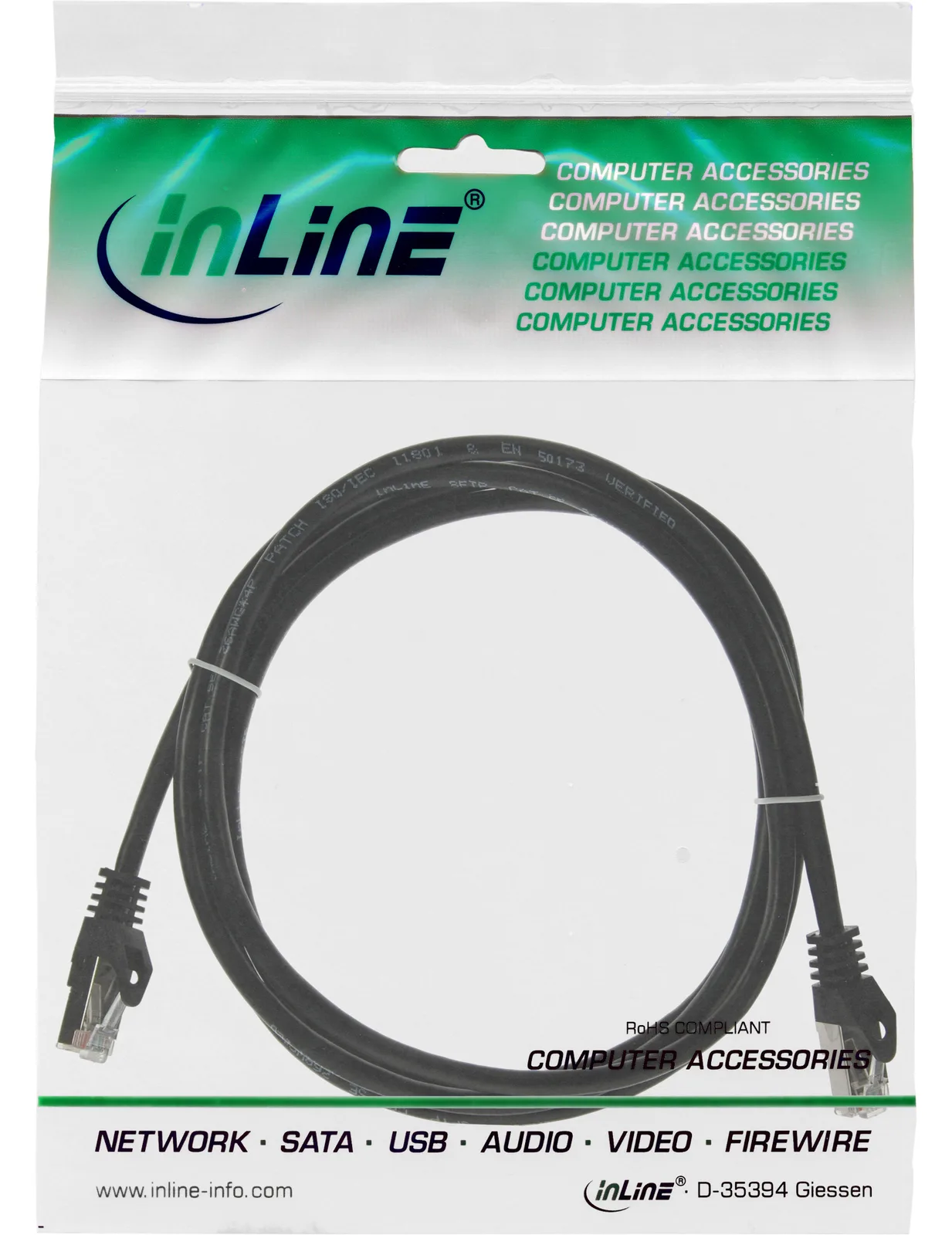 InLine Patchkabel - F/UTP - Cat.5e - schwarz - 0,5m, Ansicht 3