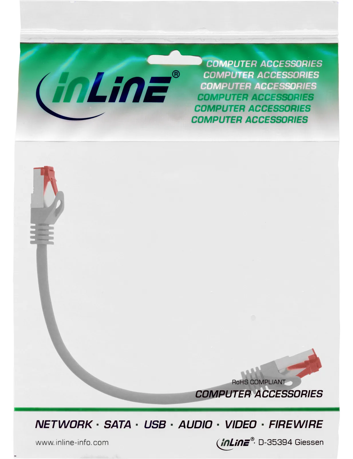 InLine Patchkabel - S/FTP (PiMf) - Cat.6 - 250MHz - PVC - CCA - grau - 0,25m, Ansicht 4
