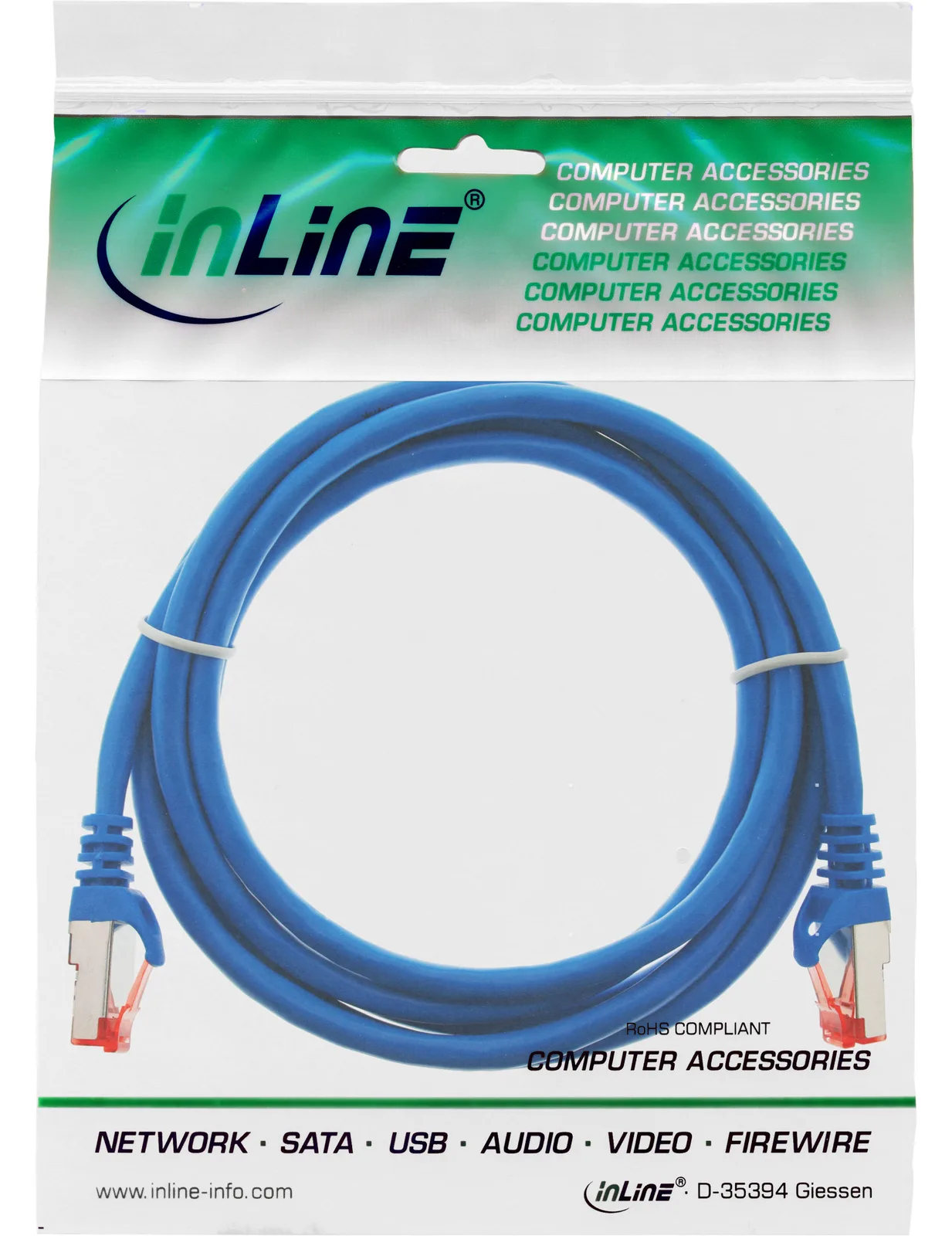 InLine Patchkabel - S/FTP (PiMf) - Cat.6 - 250MHz - PVC - Kupfer - blau - 3m, Ansicht 4
