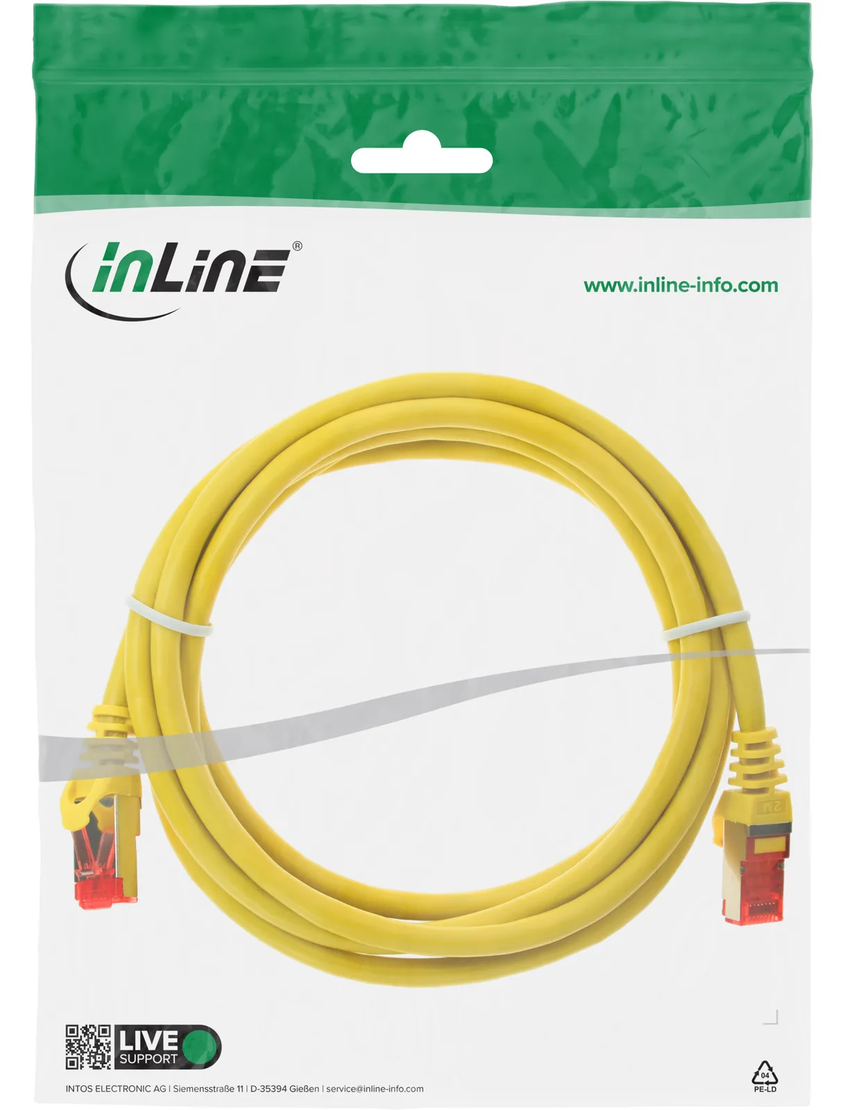 InLine Patchkabel - S/FTP (PiMf) - Cat.6 - 250MHz - PVC - Kupfer - gelb - 3m, Ansicht 4
