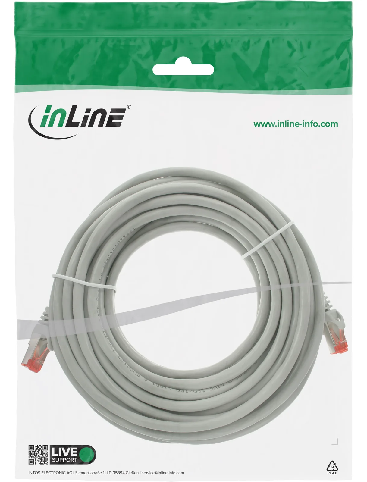InLine Patchkabel - S/FTP (PiMf) - Cat.6 - 250MHz - PVC - Kupfer - grau - 30m, Ansicht 4