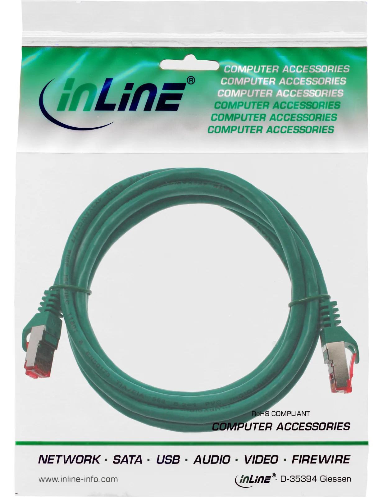 InLine Patchkabel - S/FTP (PiMf) - Cat.6 - 250MHz - PVC - Kupfer - grün - 3m, Ansicht 4