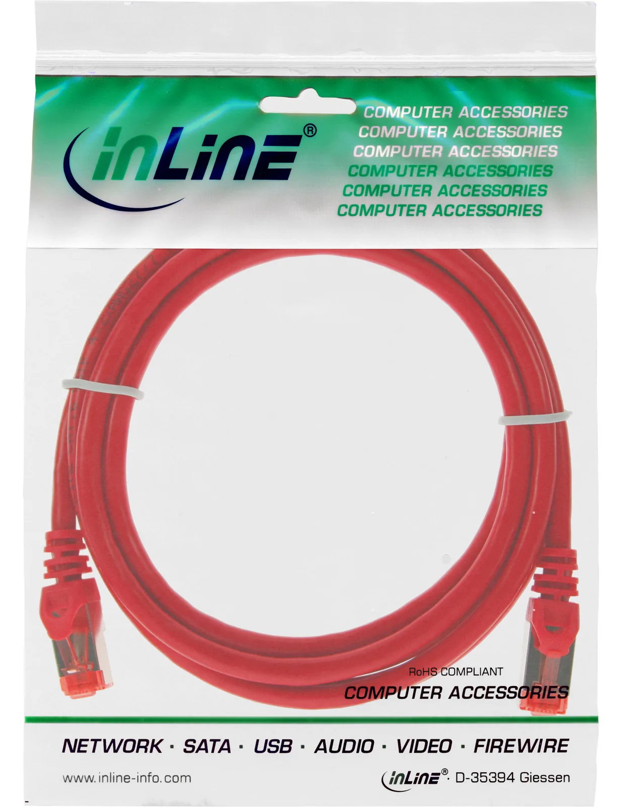InLine Patchkabel - S/FTP (PiMf) - Cat.6 - 250MHz - PVC - Kupfer - rot - 3m, Ansicht 4