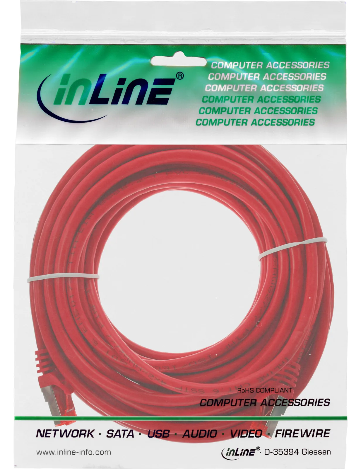 InLine Patchkabel - S/FTP (PiMf) - Cat.6 - 250MHz - PVC - Kupfer - rot - 5m, Ansicht 4