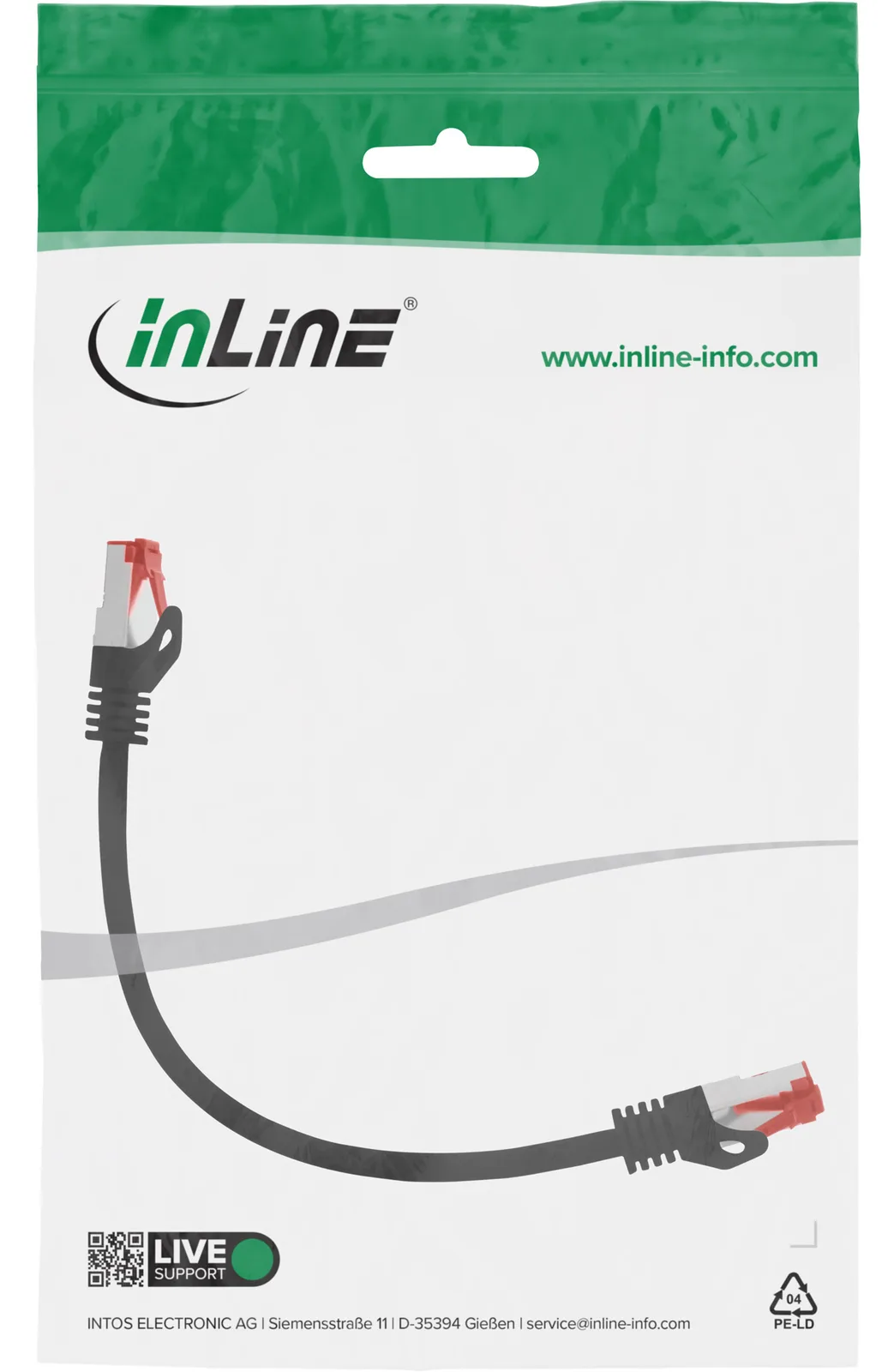 InLine Patchkabel - S/FTP (PiMf) - Cat.6 - 250MHz - PVC - Kupfer - schwarz - 0,25m, Ansicht 3