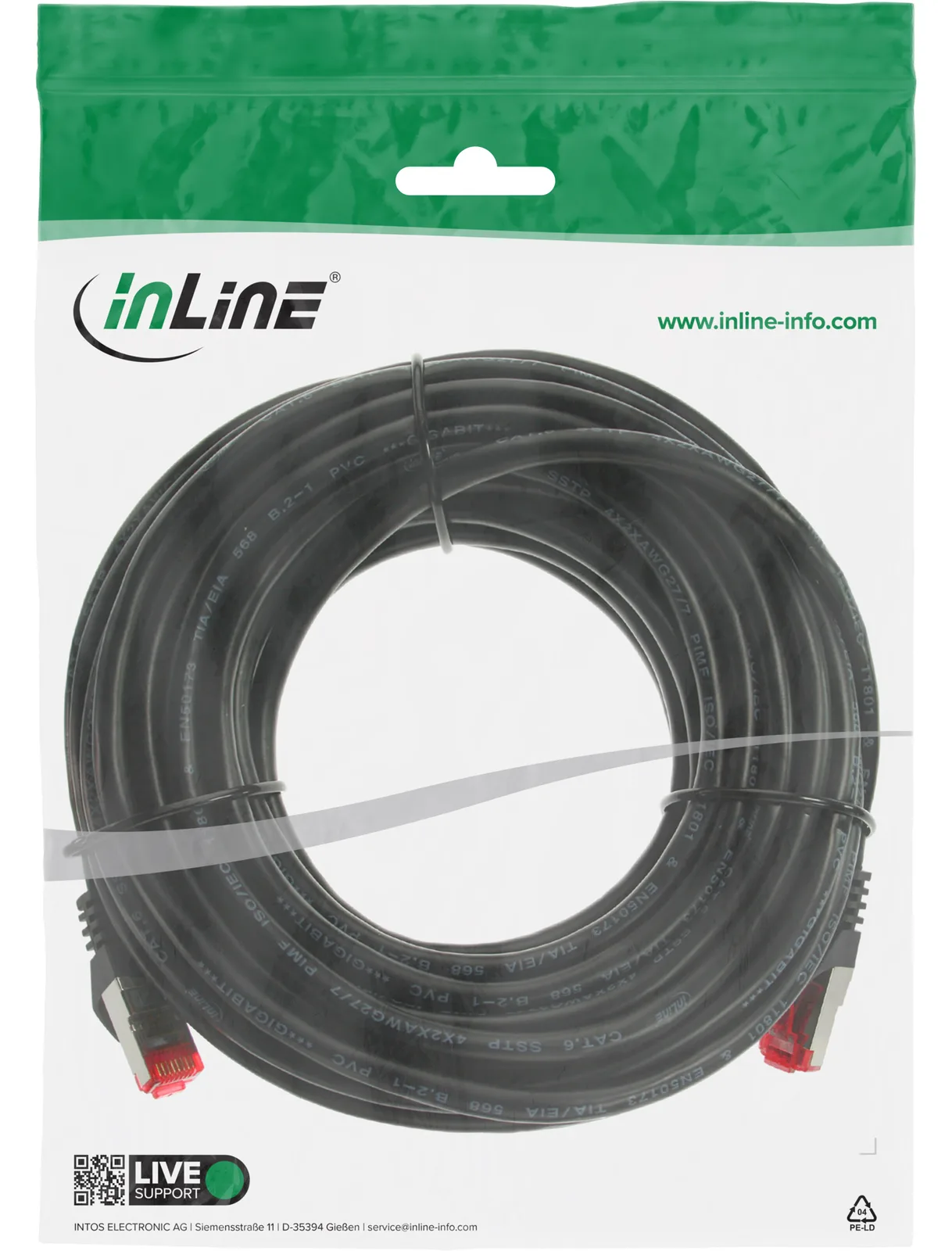 InLine Patchkabel - S/FTP (PiMf) - Cat.6 - 250MHz - PVC - Kupfer - schwarz - 5m, Ansicht 4