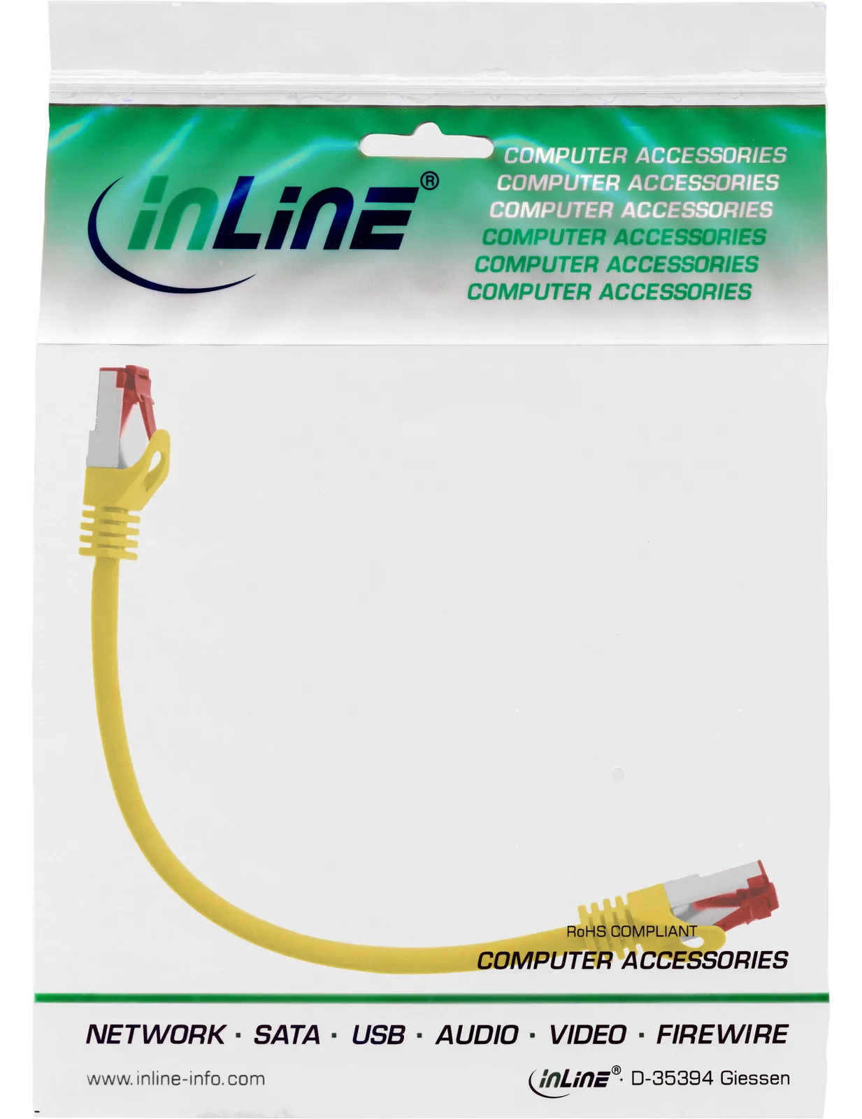InLine Patchkabel - S/FTP (PiMf) - Cat.6 - halogenfrei - Kupfer - gelb - 0,25m, Ansicht 3