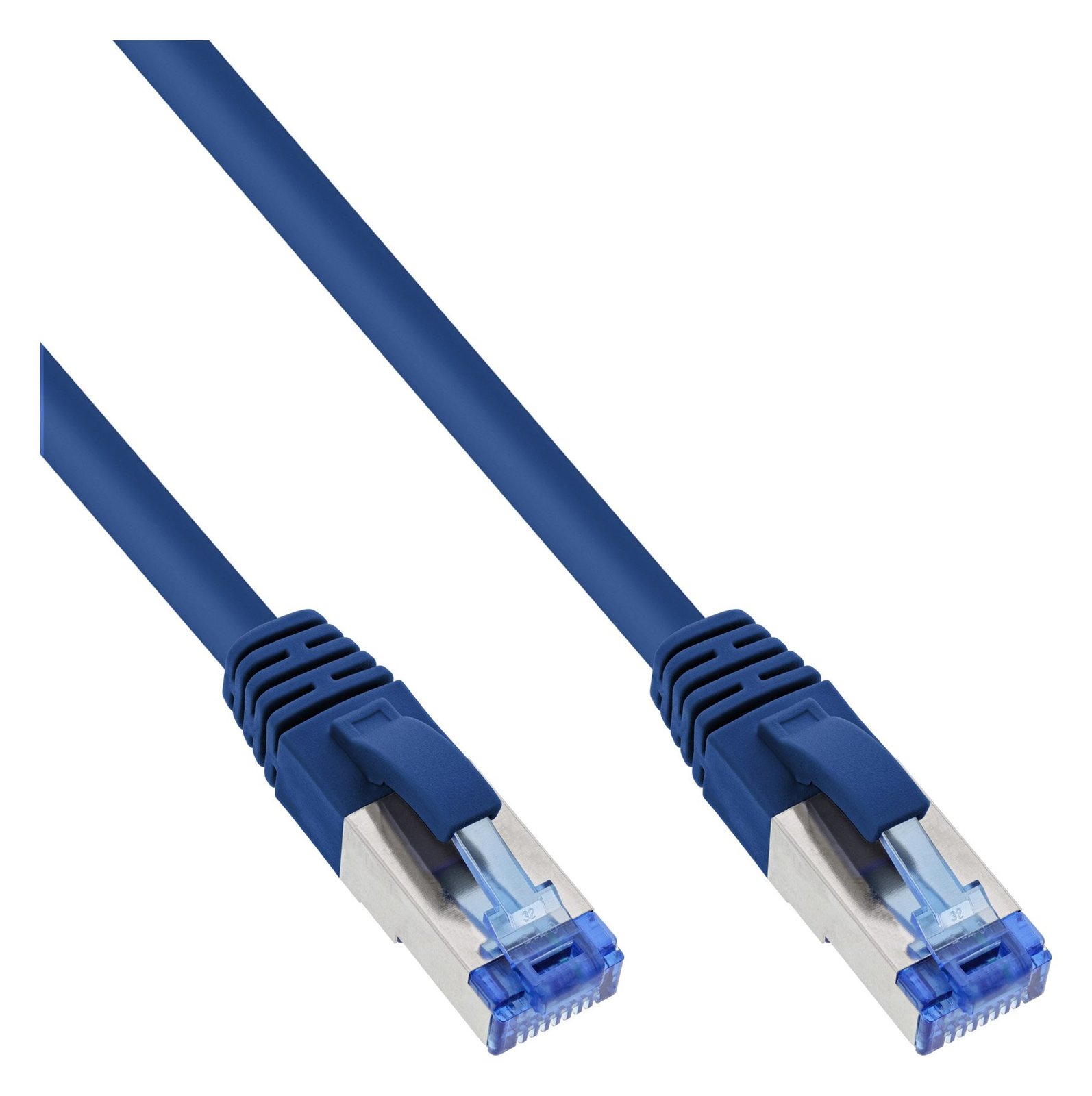 InLine Patchkabel - S/FTP (PiMf) - Cat.6A - halogenfrei - blau - 0,25m