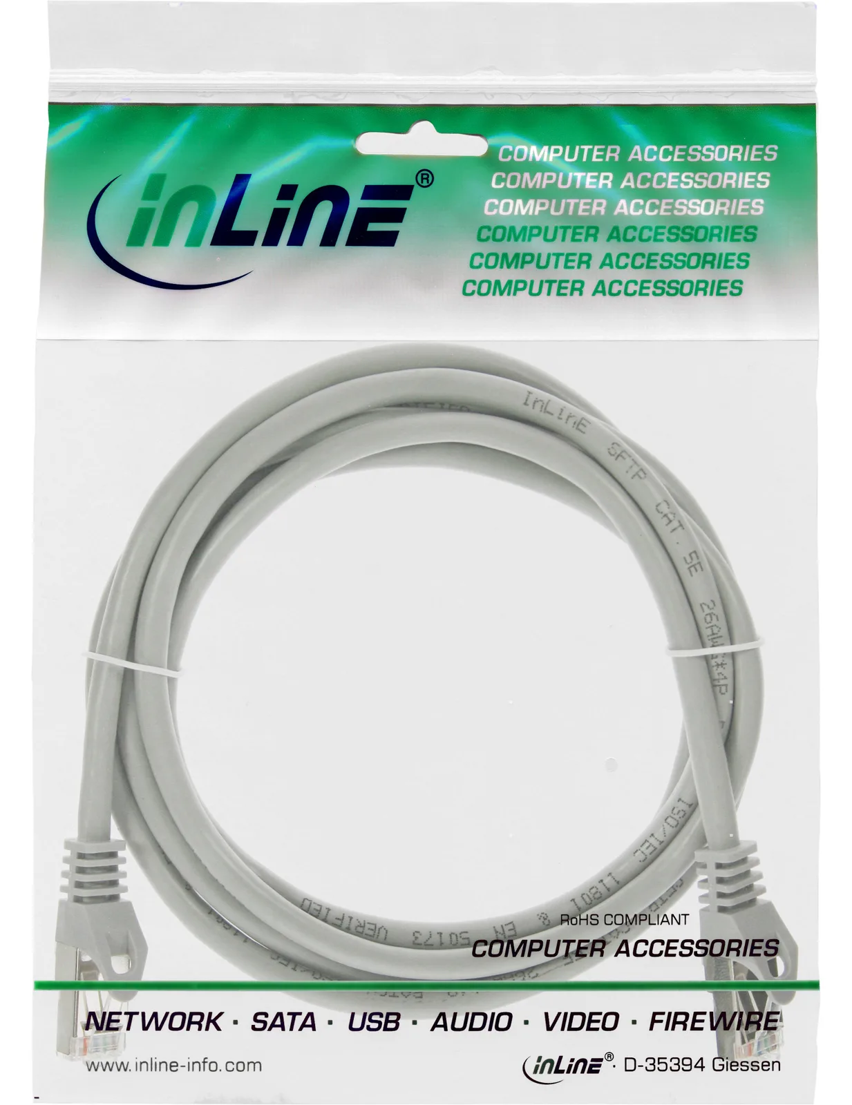 InLine Patchkabel - SF/UTP - Cat.5e - grau - 2m, Ansicht 4