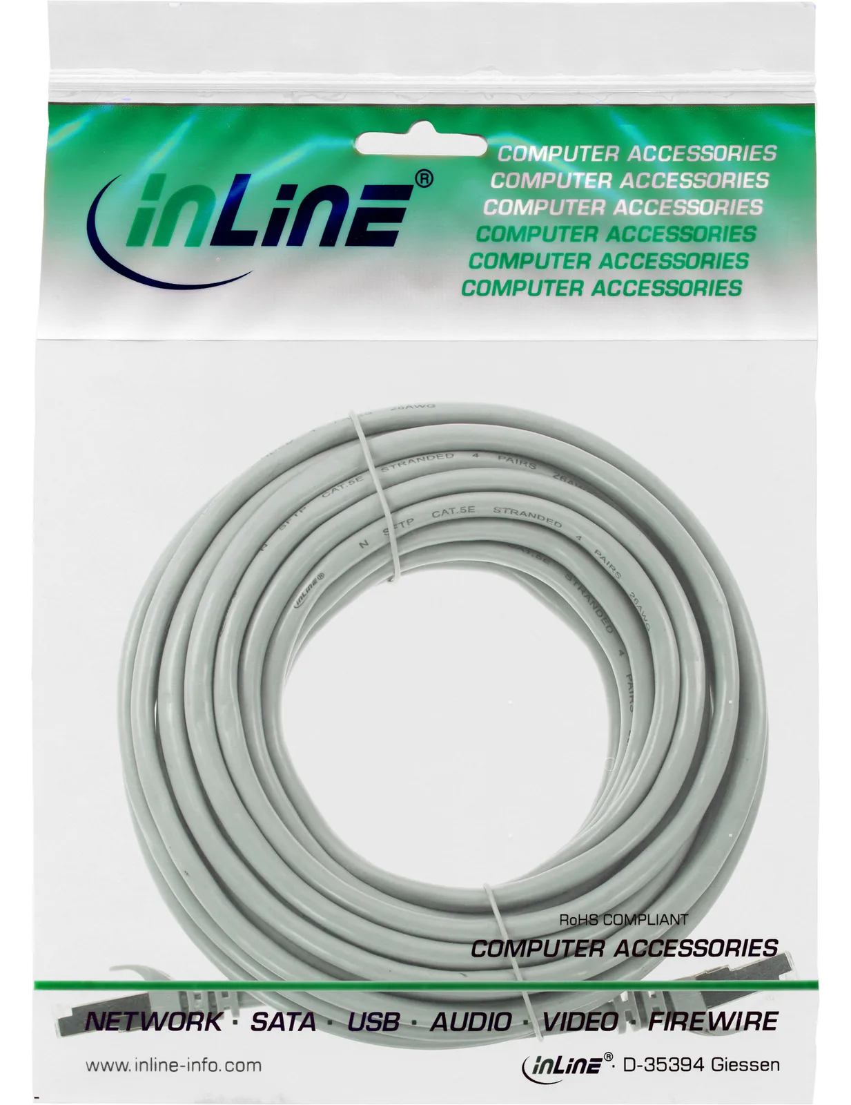 InLine Patchkabel - SF/UTP - Cat.5e - grau - 5m, Ansicht 4