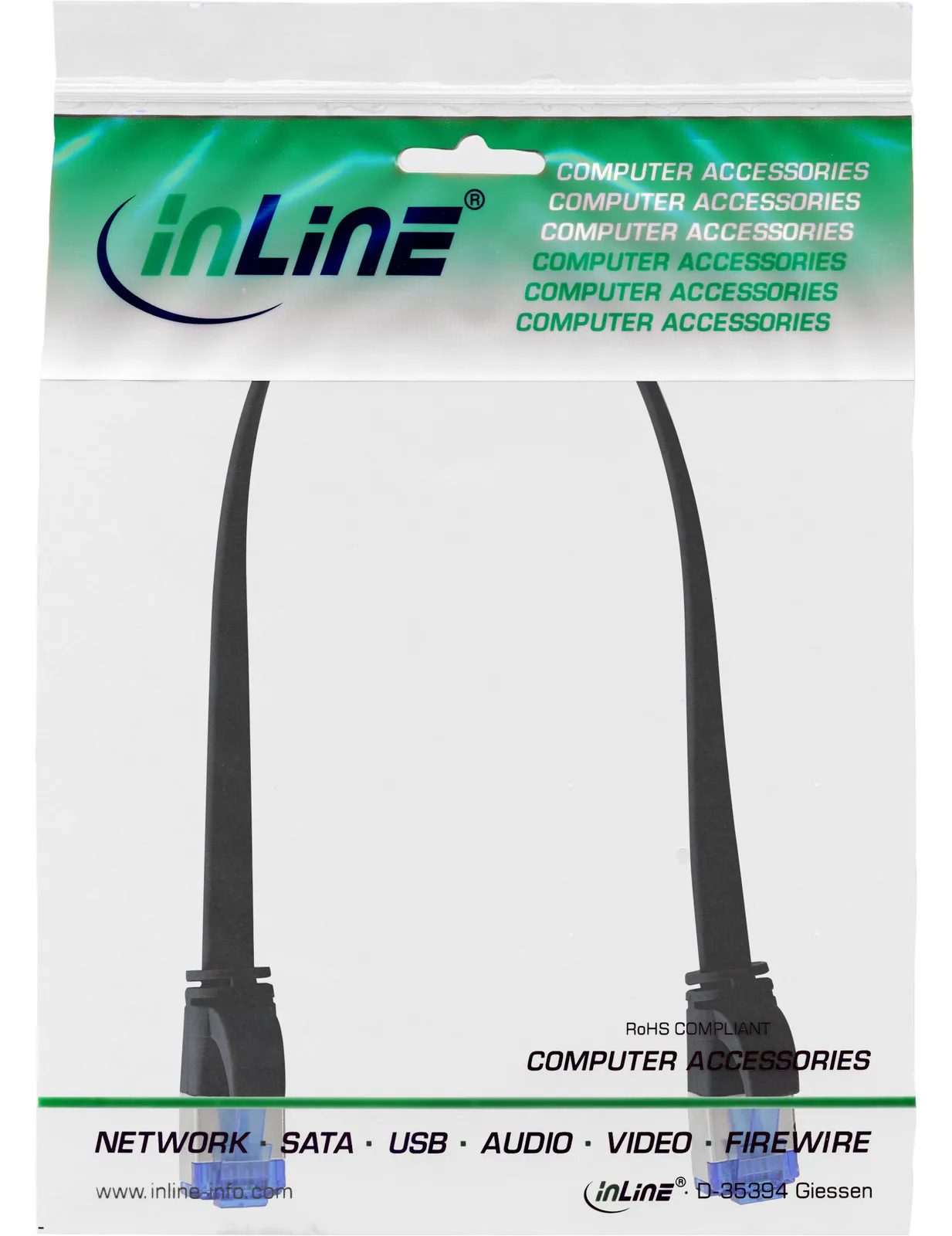 InLine Patchkabel flach - U/FTP - Cat.6A - TPE halogenfrei - schwarz - 0,3m, Ansicht 4