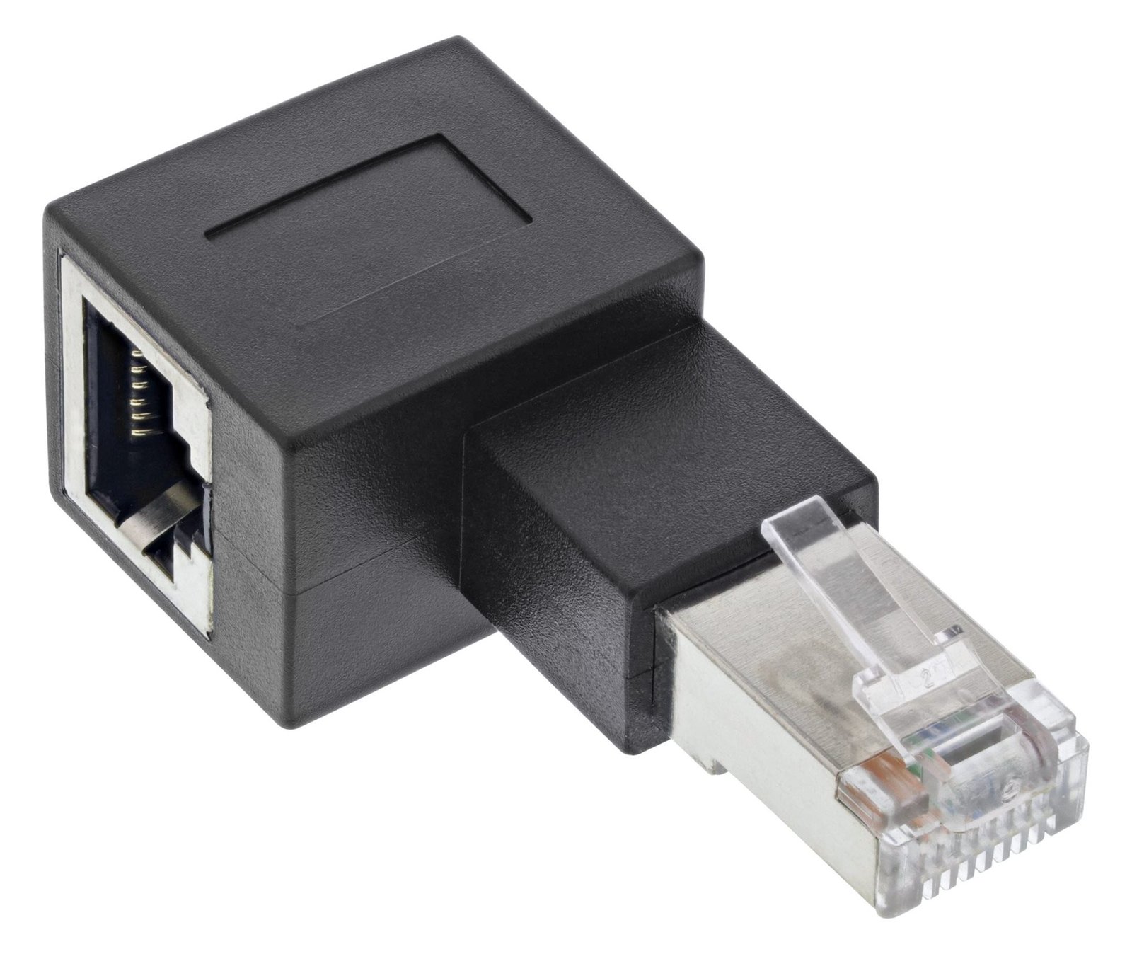 InLine Patchkabel-Adapter Cat.6A - RJ45 Stecker/Buchse - 90° nach links gewinkelt