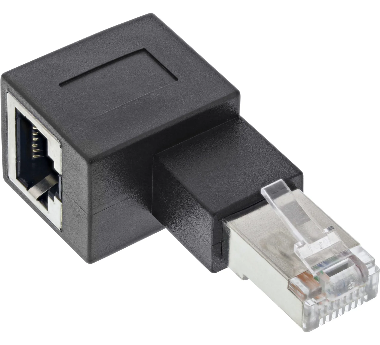 InLine Patchkabel-Adapter Cat.6A - RJ45 Stecker/Buchse - 90° nach links gewinkelt, Ansicht 2