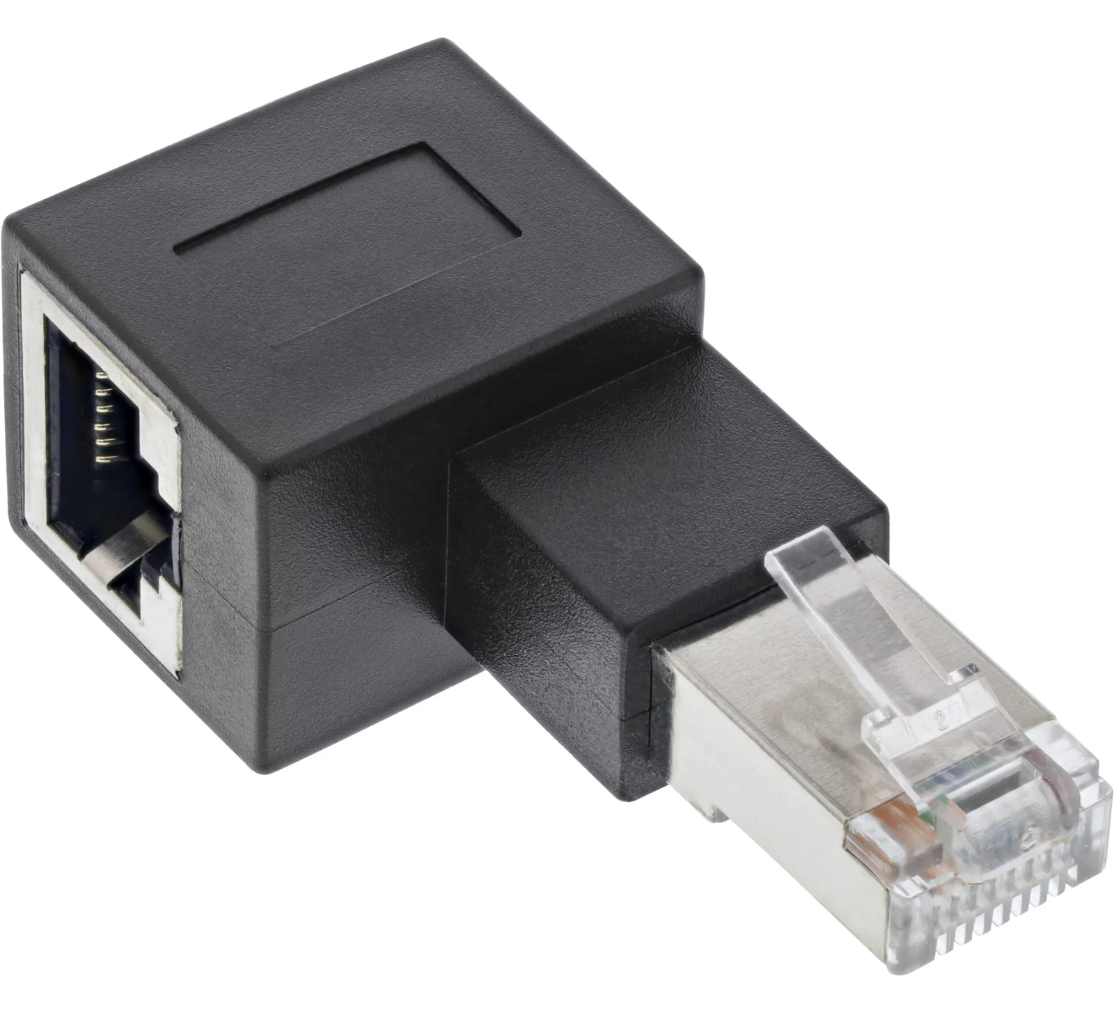 InLine Patchkabel-Adapter Cat.6A - RJ45 Stecker/Buchse - 90° nach links gewinkelt, Ansicht 4