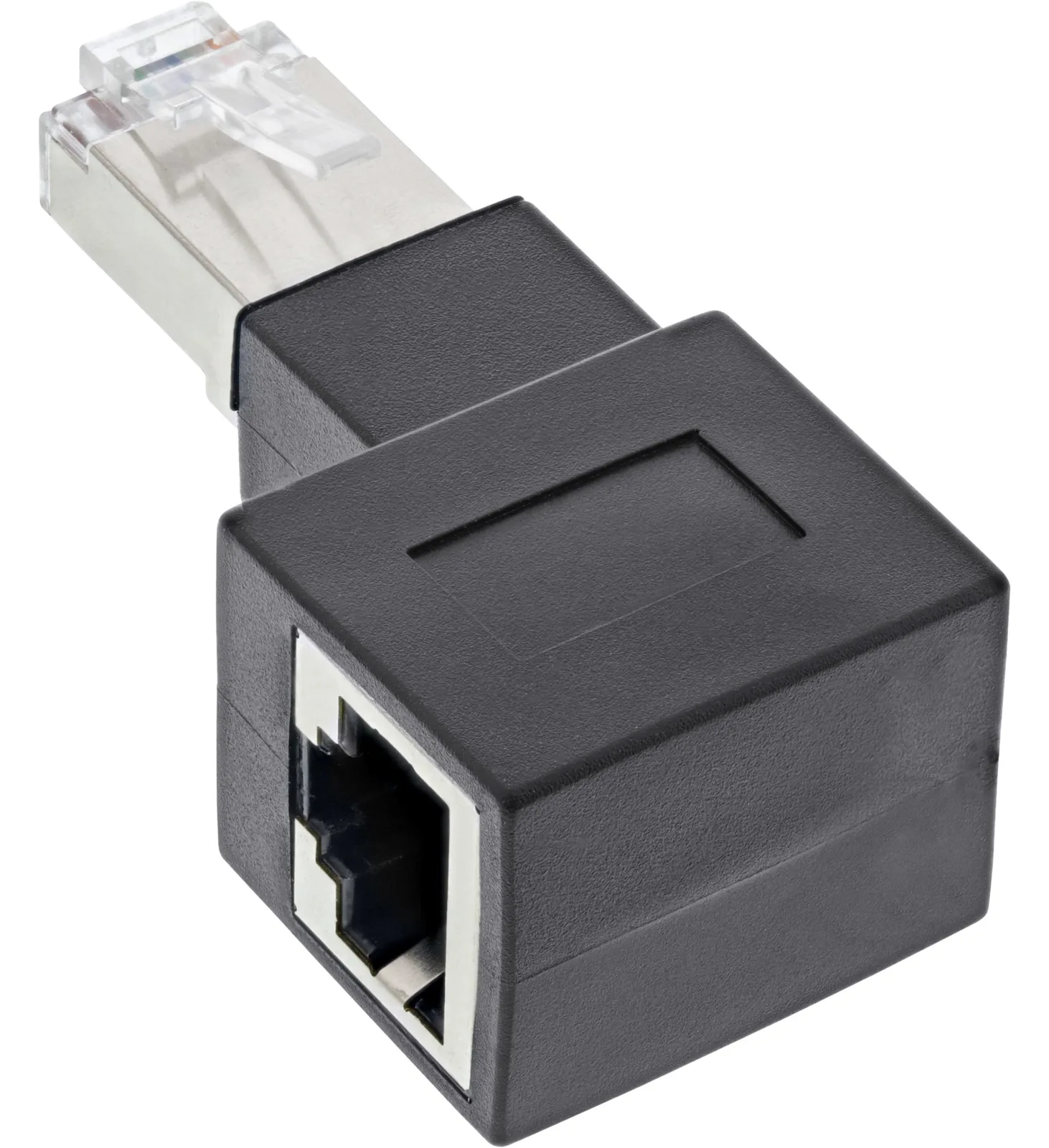 InLine Patchkabel-Adapter Cat.6A - RJ45 Stecker/Buchse - 90° rechts gewinkelt, Ansicht 2
