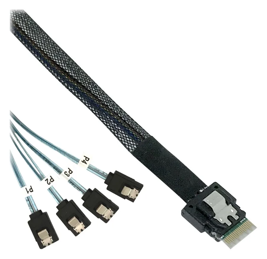 InLine Slim SAS Kabel - SFF-8654 4i zu 4x SATA 7-pin - 12Gb/s - 1m, Ansicht 4