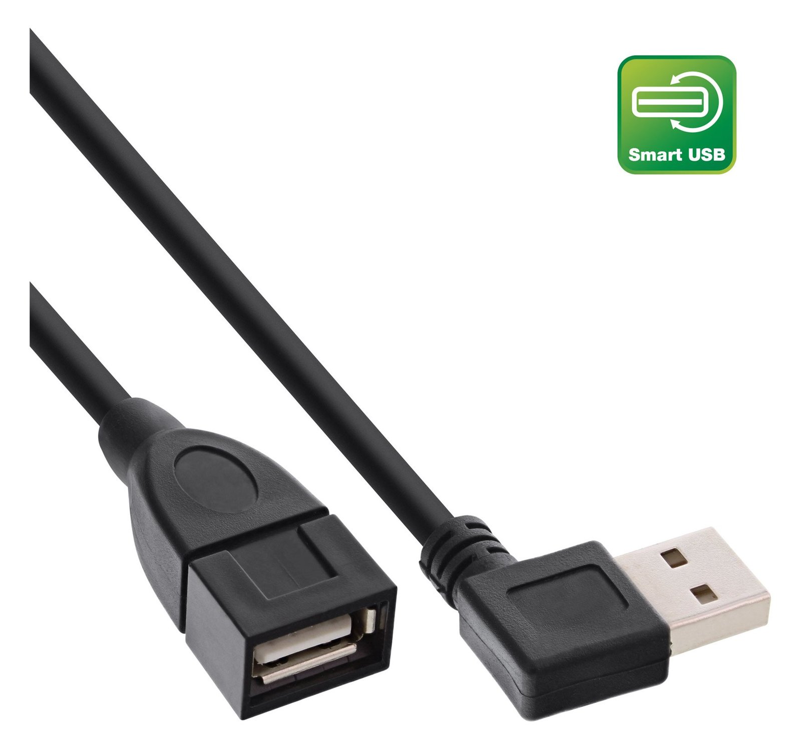 InLine Smart USB 2.0 Verlängerung gewinkelt - ST / BU - Typ A - schwarz - 0,2m von LumaTech