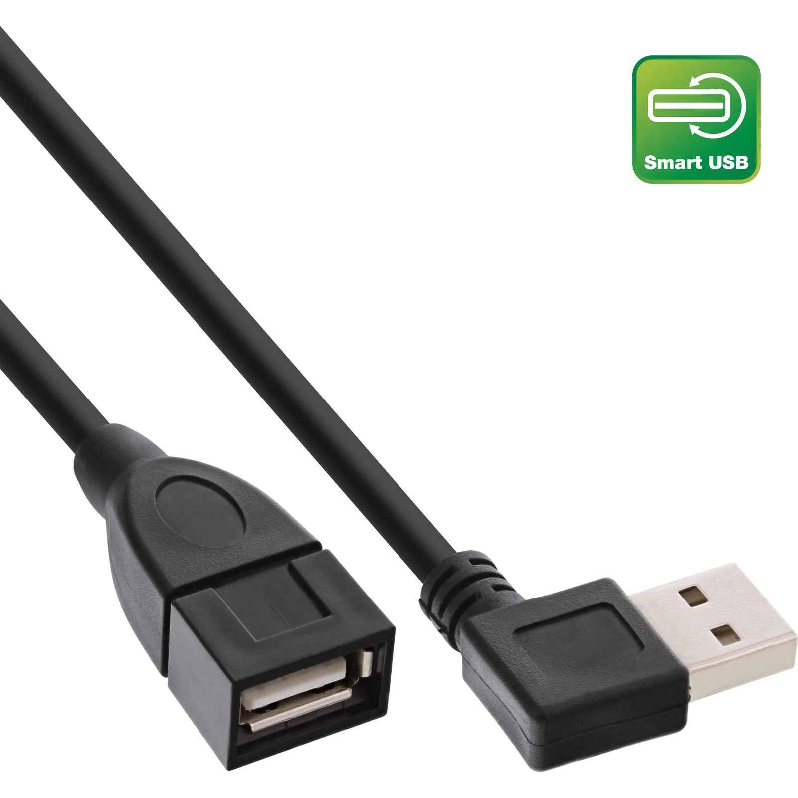 InLine Smart USB 2.0 Verlängerung gewinkelt - ST / BU - Typ A - schwarz - 0,2m, Ansicht 2