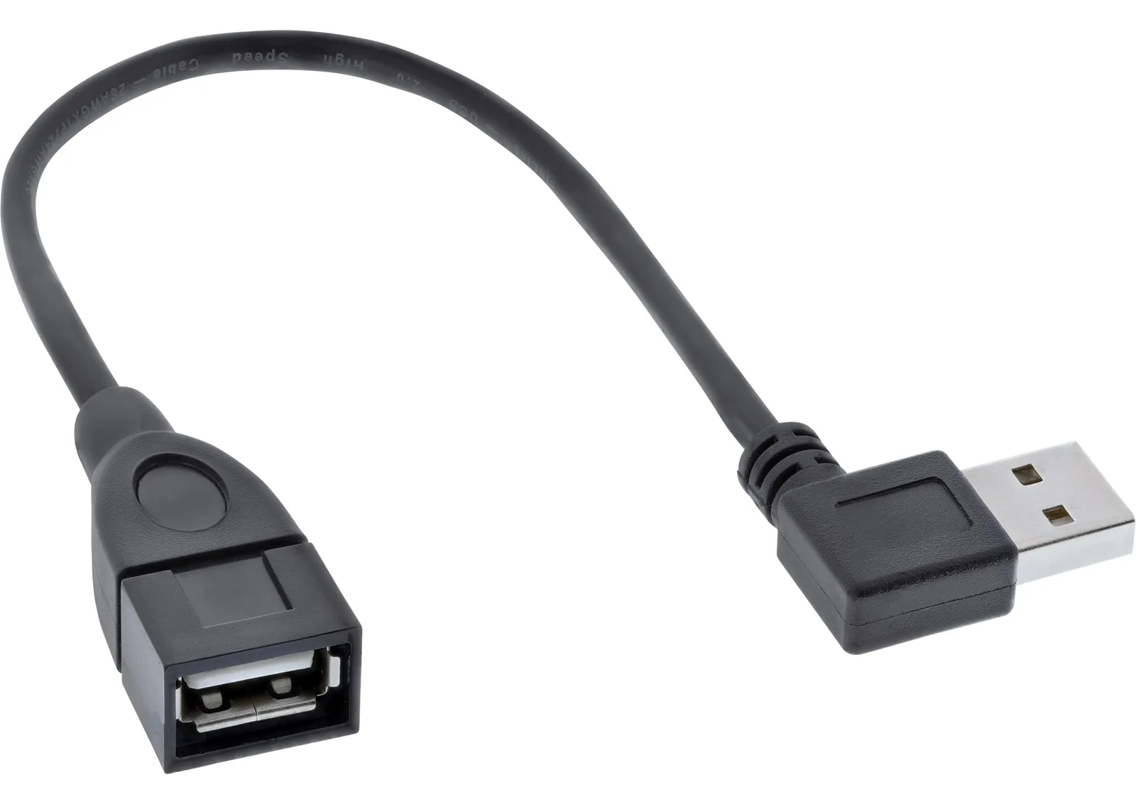 InLine Smart USB 2.0 Verlängerung gewinkelt - ST / BU - Typ A - schwarz - 0,2m, Ansicht 4