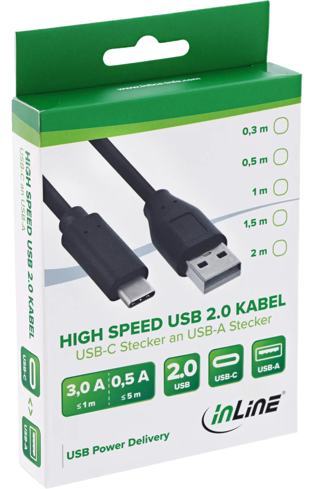 InLine USB 2.0 Kabel - USB-C Stecker an A Stecker - schwarz - 1m, Ansicht 3