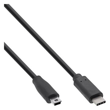 InLine USB 2.0 Kabel - USB-C Stecker an Mini-B Stecker - schwarz - 2m von LumaTech