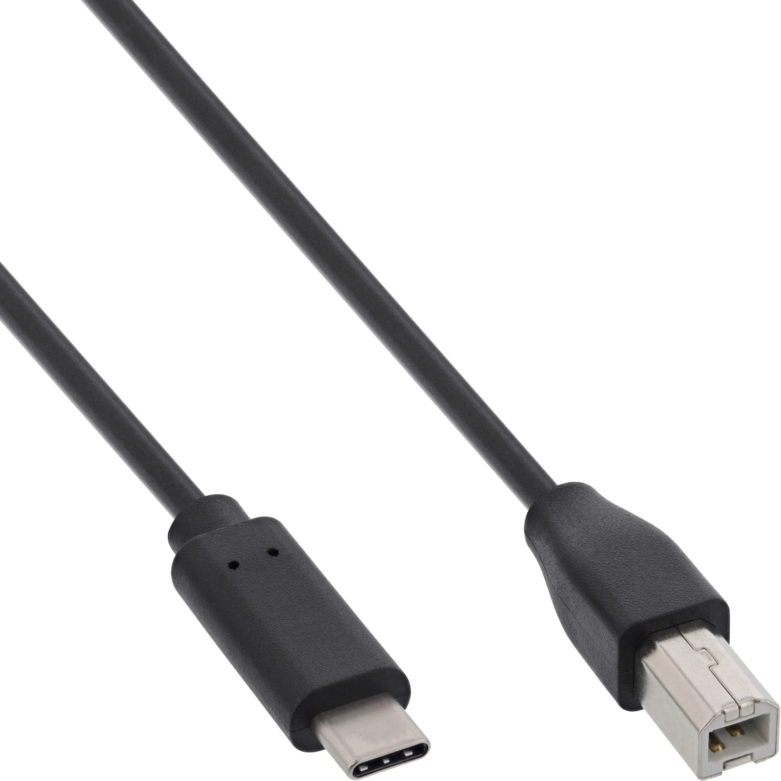 InLine USB 2.0 Kabel - USB-C Stecker an USB-B Stecker - schwarz - 1m, Ansicht 2