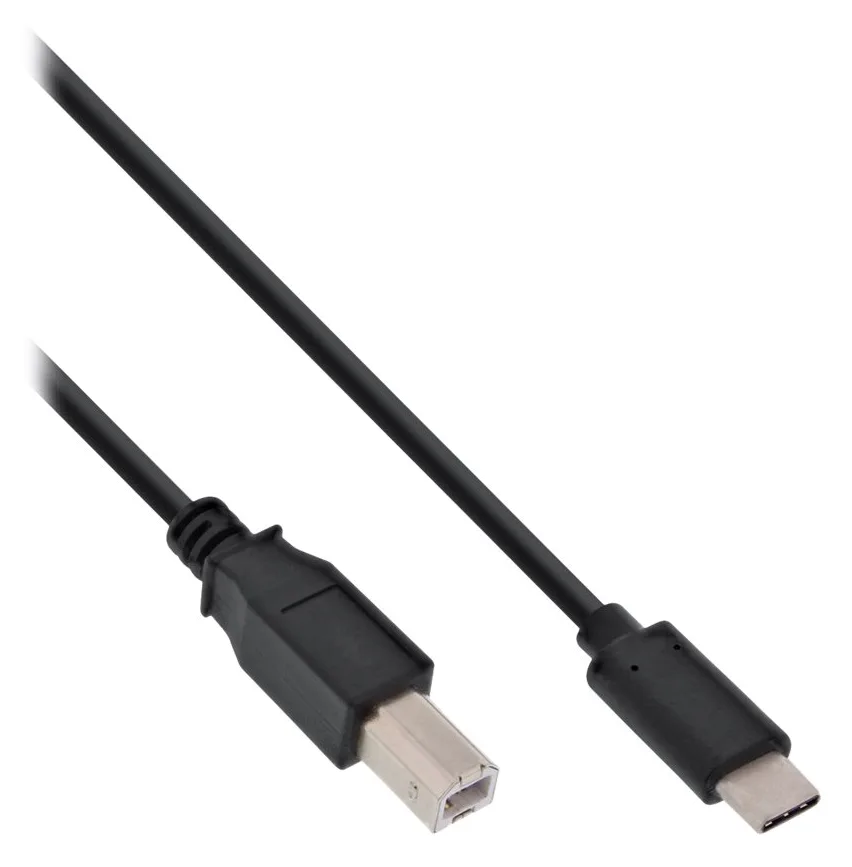 InLine USB 2.0 Kabel - USB-C Stecker an USB-B Stecker - schwarz - 1m, Ansicht 4
