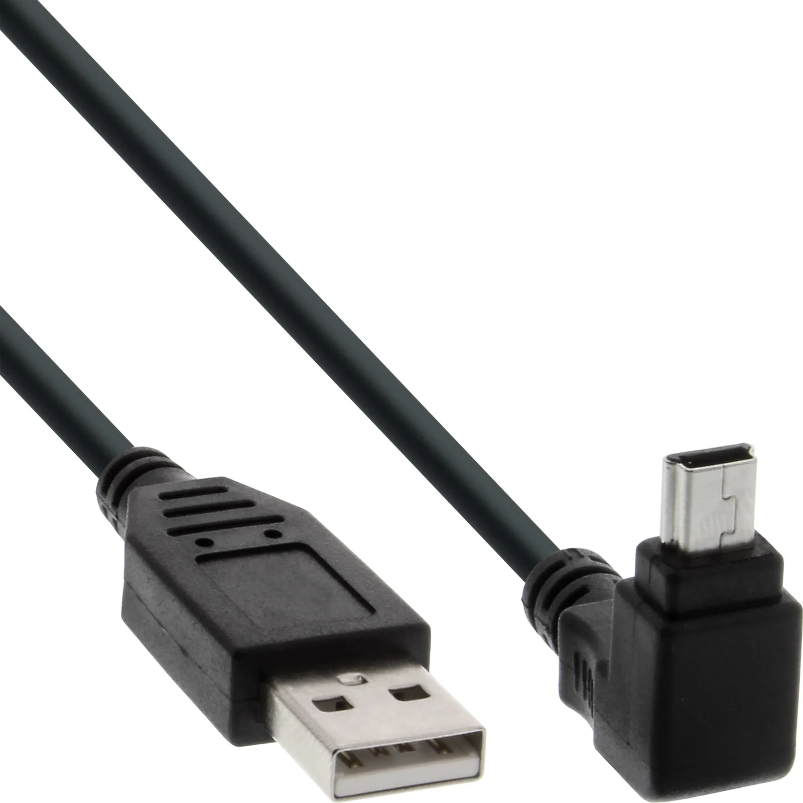 InLine USB 2.0 Mini-Kabel - ST A/Mini-B ST (5pol) oben abgew. 90° - schwarz - 0,5m, Ansicht 2