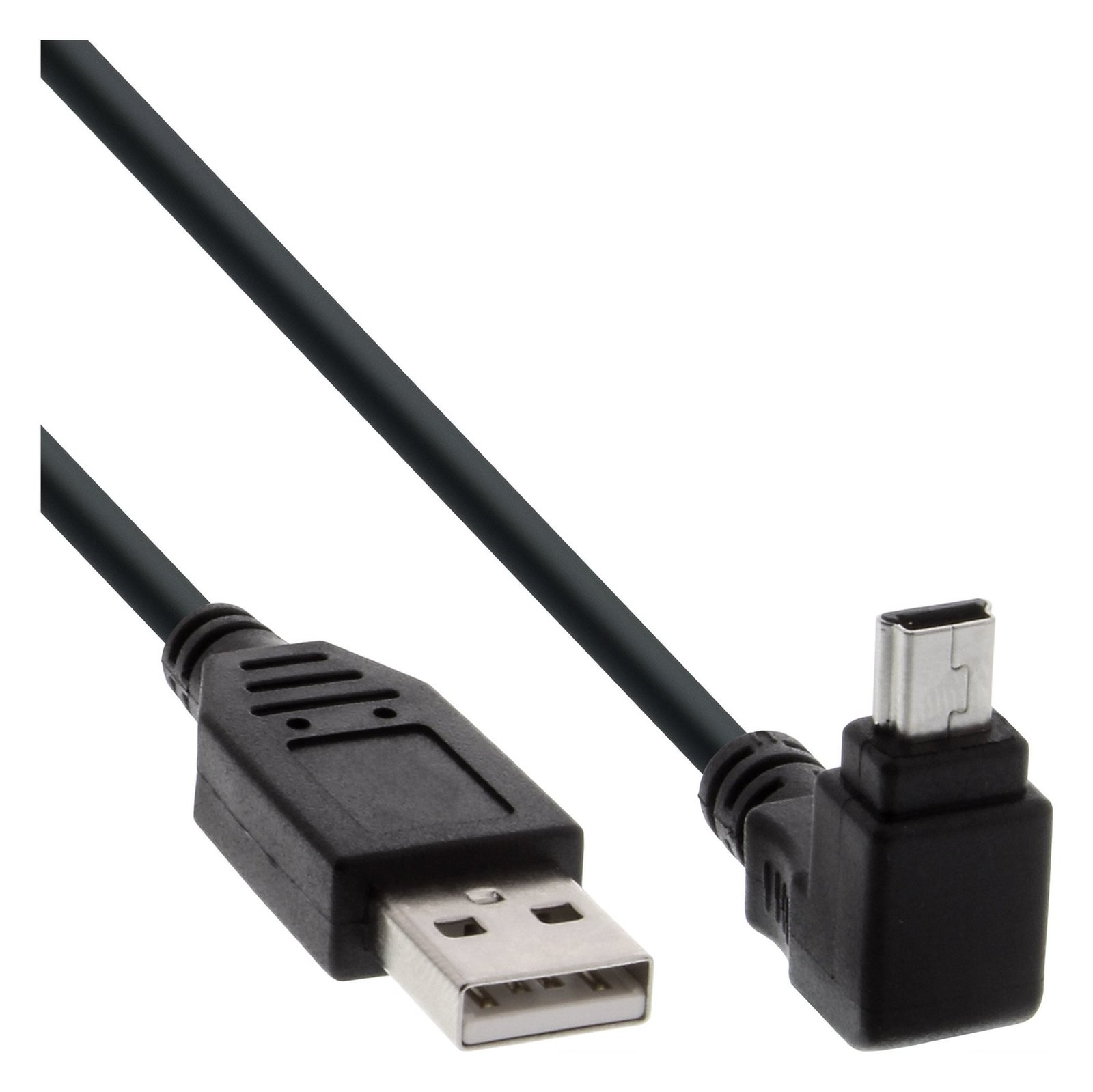 InLine USB 2.0 Mini-Kabel - ST A/Mini-B ST (5pol) oben abgew. 90° - schwarz - 1m von LumaTech